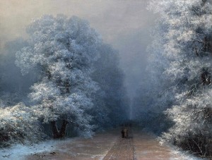 Winter landscape and alley
